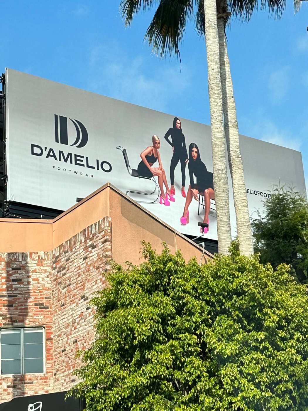The D’Amelio Footwear billboard above Sunset Boulevard