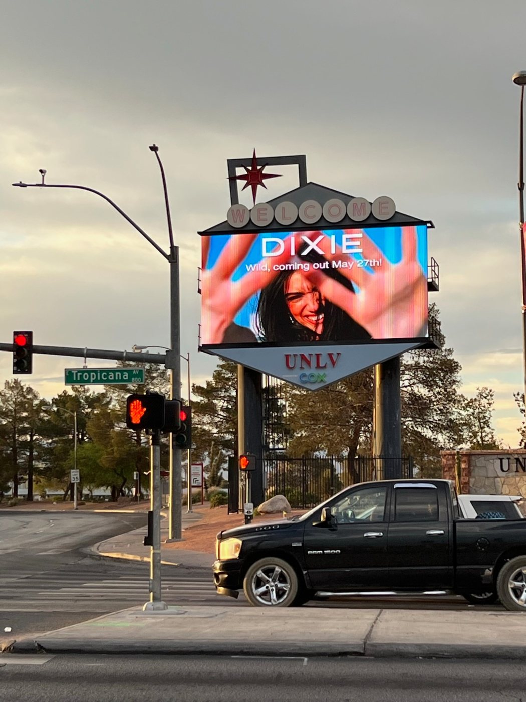 Dixie D’Amelio’s single Wild on the Las Vegas welcome marquee