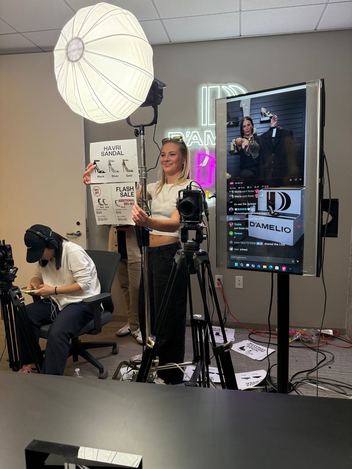 Heidi D’Amelio selling D’Amelio Footwear live on TikTok Shop